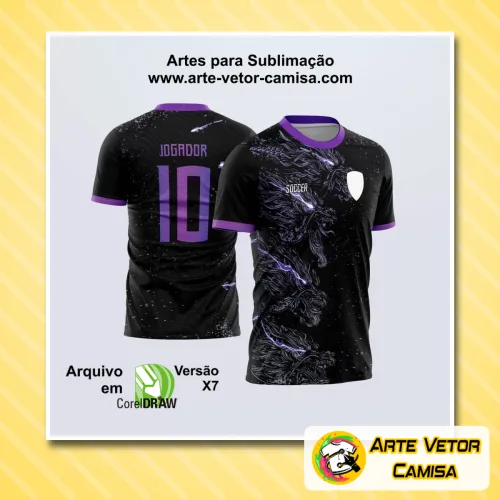 Camisa com logo no peito visível e estampa grande nas costas, destacando design moderno e esportivo, perfeita para eventos escolares e competições entre turmas