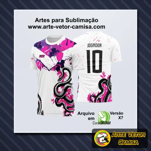 Camisa com logo no peito em destaque e estampa grande nas costas, exibindo design moderno e vibrante para eventos escolares ou interclasses, perfeita para uniformizar turmas com estilo e personalidade.