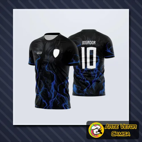 Camisa com logo no peito e estampa grande nas costas destacando design vibrante e moderno, perfeita para eventos escolares e confraternizações.
