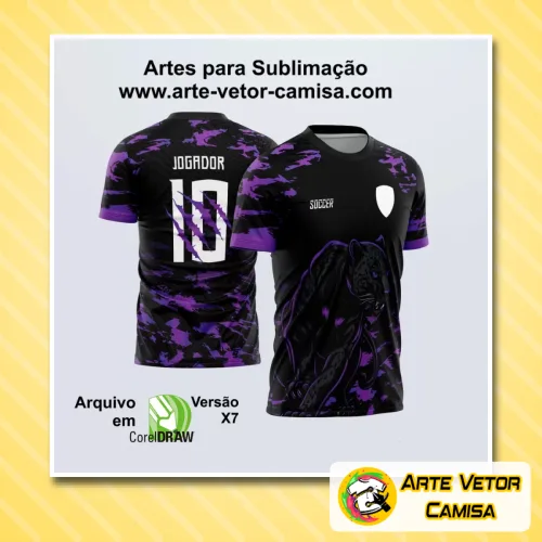 Foto de uma camisa com logo no peito e estampa grande nas costas, destacando design moderno e vibrante, ideal para eventos interclasses e atividades escolares.