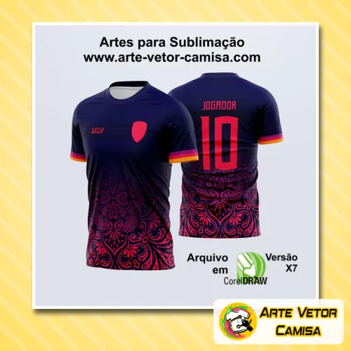 Camisa com logo no peito em destaque, estampa grande nas costas apresentando design vibrante e estilizado, perfeita para eventos interclasses mantendo um visual moderno e impactante.