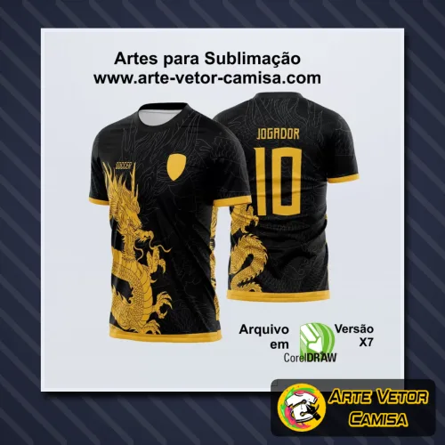Camiseta com logo no peito e estampa grande nas costas em design moderno, perfeita para eventos e competições entre equipes escolares.