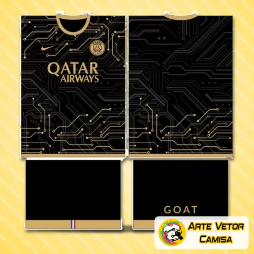 Camisa do Paris Saint Germain PSG com logo no peito destacado e estampa grande nas costas, mostrando design moderno e cores vibrantes, perfeita para fãs do clube francese estilo esportivo elegante.