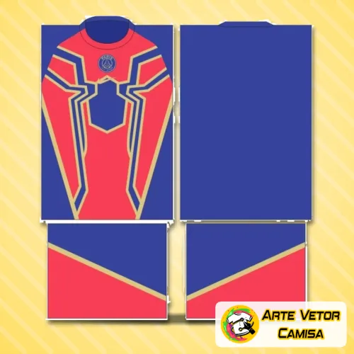 Camisa com logo no peito em destaque e uma estampa grande nas costas, apresentando design sofisticado inspirado no Paris Saint Germain, cores vibrantes e estilo moderno ideal para fãs do time.