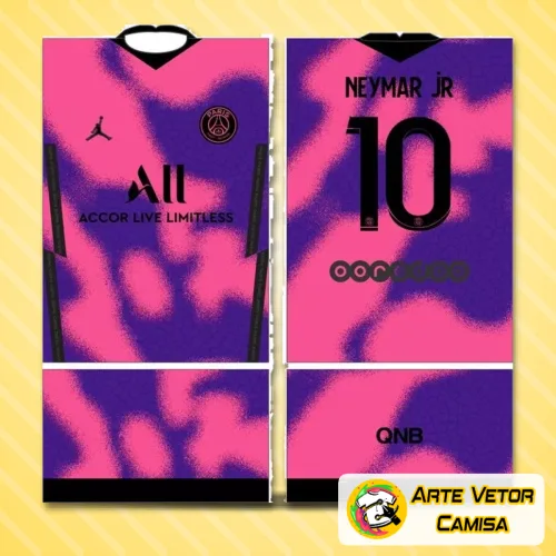 Camisa do Paris Saint Germain PSG com logo no peito e estampa grande nas costas, destacando as cores tradicionais do clube em design moderno e atraente.