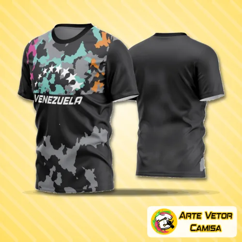 Camisa de time de futebol amador com logo no peito e estampa grande nas costas, destaque para design moderno e cores vibrantes ideal para jogos e treinos com estilo único.