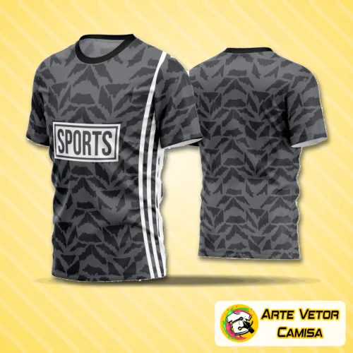 Camisa com design moderno, logo no peito e estampa grande nas costas, ideal para times de futebol amador que buscam destaque e estilo em campo com cores vibrantes e detalhes únicos.