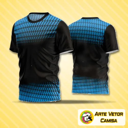 Camisa de futebol amador com logo no peito e estampa grande nas costas apresentando design moderno e cores vibrantes, perfeita para destacar nos jogos e treinos.