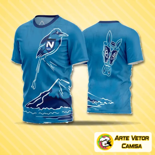 Camisa de futebol amador com logo no peito e estampa grande nas costas, exibindo design clássico com cores vibrantes que destacam a identidade do time em jogo.