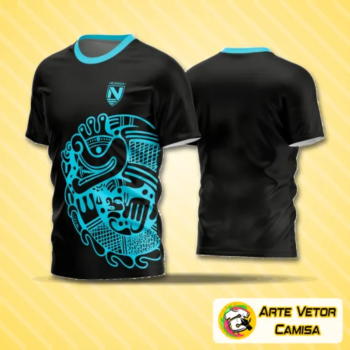 Camisa de futebol amador com logo no peito e estampa grande nas costas, com design moderno e cores vibrantes, perfeito para jogos e treinos de times amadores.