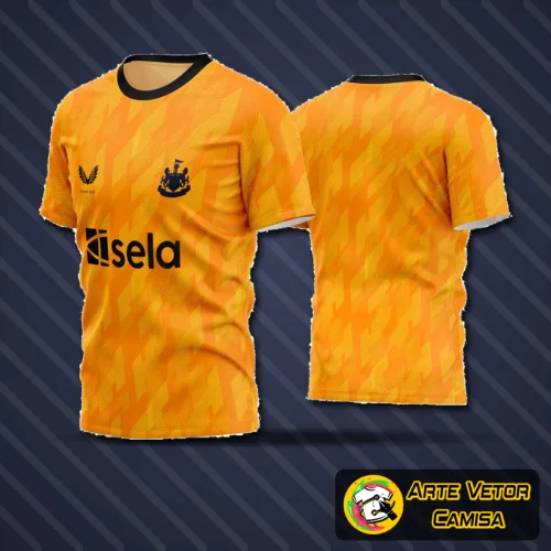 Camisa de futebol amador com logo no peito e estampa grande nas costas em design moderno e cores vibrantes, ideal para jogos e treinos.