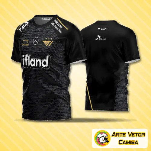 Camisa de futebol amador com logo no peito e estampa grande nas costas, design moderno com cores vibrantes, ideal para times que buscam estilo e personalidade dentro do campo.