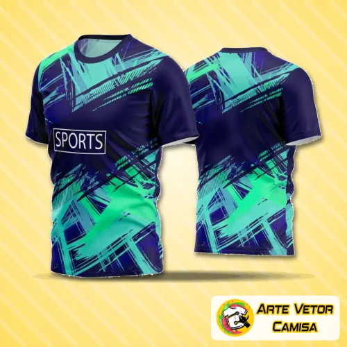Camisa de futebol estilo amador com logo no peito e estampa grande nas costas, destacando design moderno e cores vibrantes, perfeita para jogos e treinos informais.