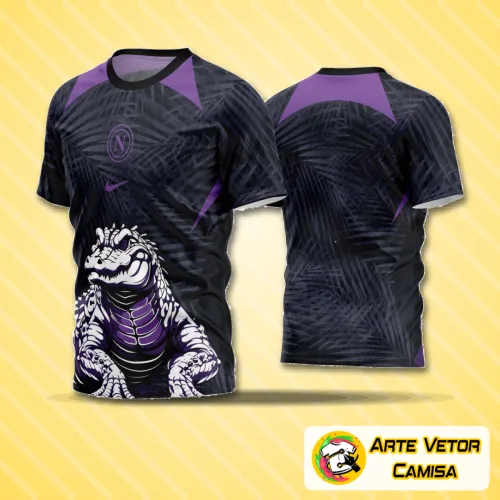 Camisa de futebol amador com logo no peito e estampa grande nas costas, trazendo design moderno e cores vibrantes que destacam o time em campo com estilo único e autêntico.