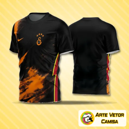 Camisa com logo no peito e estampa grande nas costas, exibindo design moderno e atraente, perfeita para jogadores de futebol amador que buscam estilo e identidade em campo.