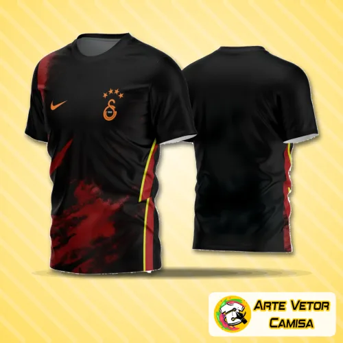 Camisa de time com logo no peito e estampa grande nas costas, design moderno e cores vibrantes destacando o estilo único do futebol amador.