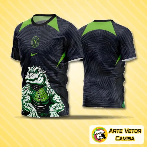 Camisa de time de futebol amador com logo no peito e estampa grande nas costas, design moderno e vibrante para partidas apaixonantes e identificação clara do time em campo.