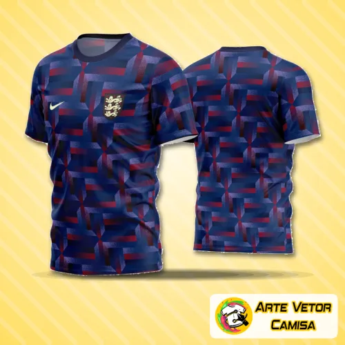 Camisa de futebol amador com logo no peito e estampa grande nas costas destacando design moderno em cores vibrantes, ideal para jogos e treinos.