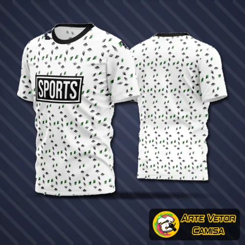 Camisa de time de futebol amador com logo no peito e estampa grande nas costas, destaque nas cores vibrantes e design moderno para torcer com estilo e personalidade no campo.
