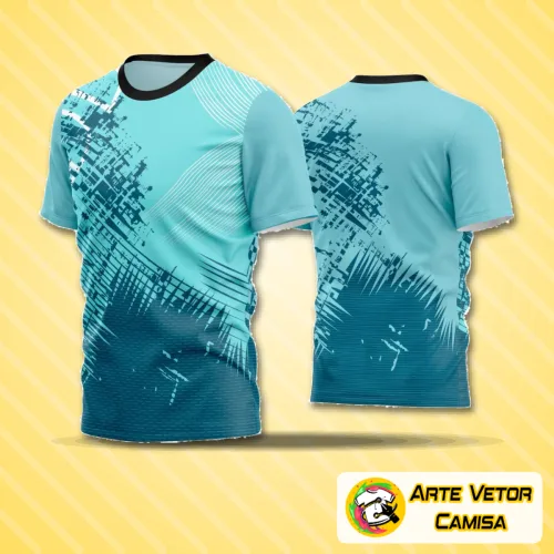 Foto da camisa de futebol amador com logo no peito e estampa grande nas costas, destacando design moderno e cores vibrantes que garantem presença em campo ou na arquibancada.
