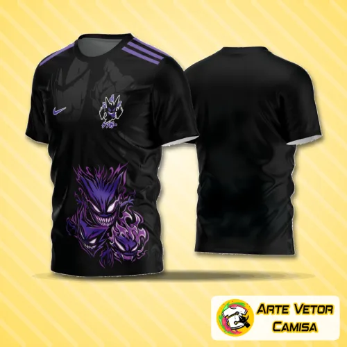 Camisa de futebol amador com logo no peito e estampa grande nas costas, apresentando design moderno e cores vibrantes ideal para jogos e treinos em campo aberto.