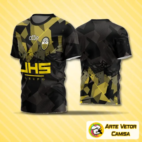 Camisa de futebol amador com logo no peito e estampa grande nas costas, design moderno com cores vibrantes e detalhes que destacam o estilo único para torcedores e jogadores.