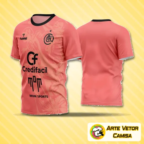 Camisa de futebol amador com logo no peito e estampa grande nas costas, destacando design moderno em cores vibrantes perfeito para equipes que buscam identificação única em campo.