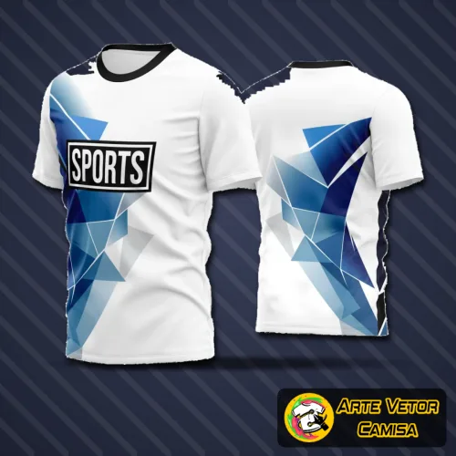 Camisa de futebol amador com logo no peito e estampa grande nas costas, mostrando design moderno e cores vibrantes, ideal para equipes que buscam estilo e identidade visual marcante em campo.
