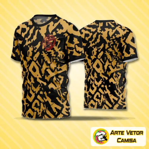 Camisa de time de futebol amador com logo no peito e estampa grande nas costas, apresentando design moderno e cores vibrantes, perfeita para jogos e treinos com estilo personalizado e único.