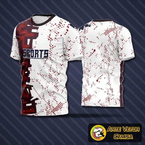 Camisa de futebol amador com logo no peito e estampa grande nas costas, design moderno e esportivo, ideal para times que buscam identidade visual única e marcante em campo.