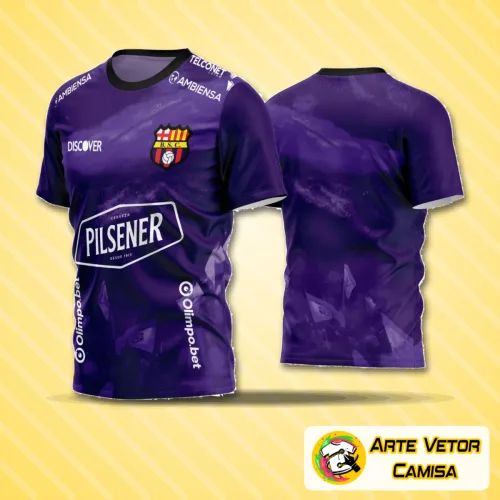 Camisa de futebol amador com logo no peito e estampa grande nas costas, design moderno e cores vibrantes destacando o visual esportivo e exclusivo para torcedores apaixonados.