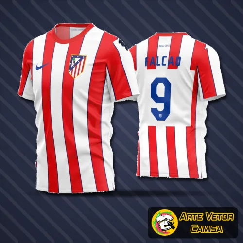 Camisa de futebol com logo no peito e estampa grande nas costas, design moderno e cores vibrantes, ideal para equipes amadoras que buscam estilo e identidade em campo.
