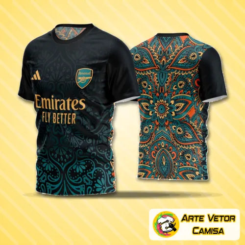 Camiseta de time amador 2024 com logo no peito e estampa grande nas costas em design esportivo e moderno, cores vibrantes e acabamento detalhado, ideal para prática do futebol.