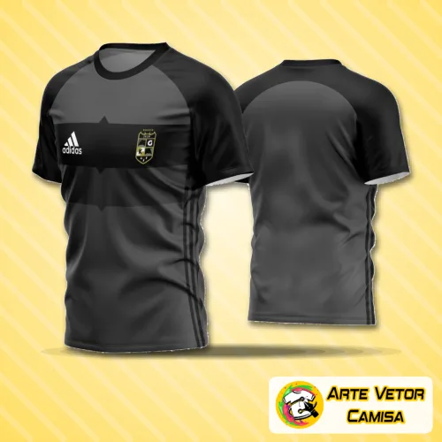 Camisa esportiva de time amador com logo destacado no peito e estampa grande nas costas, combinando estilo moderno e funcionalidade para partidas e treinamentos.