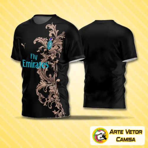 Camisa de futebol amador com logo no peito e estampa grande nas costas, exibindo design moderno e cores vibrantes para torcedores que valorizam estilo e identidade em campo.