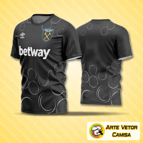 Camisa de futebol amador com logo no peito e estampa grande nas costas, destacando cores vibrantes e design moderno para times que buscam estilo e identidade em campo.