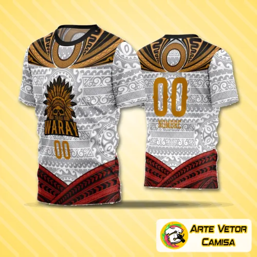 Camisa esportiva com logo no peito e estampa grande nas costas destacando o estilo único do time amador de futebol para 2024, perfeita para jogos e treinamentos.