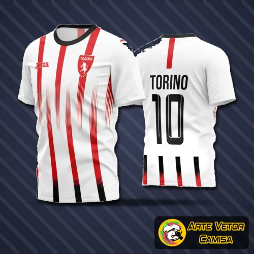 Camisa de futebol amador com logo no peito e estampa grande nas costas, destacando design moderno e cores vibrantes para jogos e treinos.