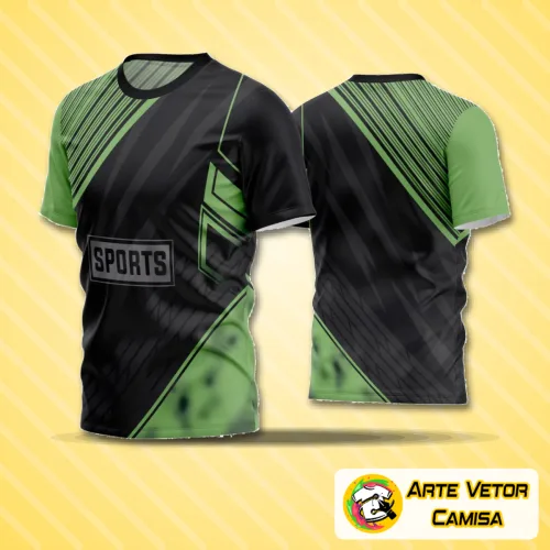 Camisa de futebol amador com logo no peito destacado e uma estampa grande nas costas com design moderno e atraente, ideal para times que buscam identidade visual marcante.