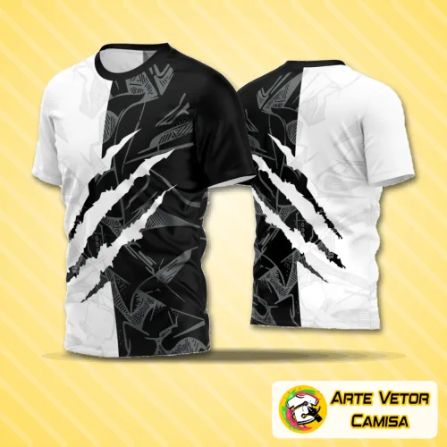 Camisa com logo no peito e estampa grande nas costas, apresentando design moderno e vibrante, perfeita para times de futebol amador que buscam destaque e personalidade em campo