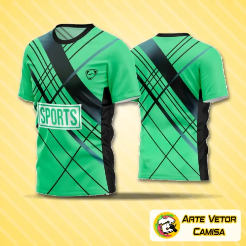 Camisa de futebol amador com logo no peito e estampa grande nas costas em cores vibrantes, destacando design moderno e apaixonado pelo esporte