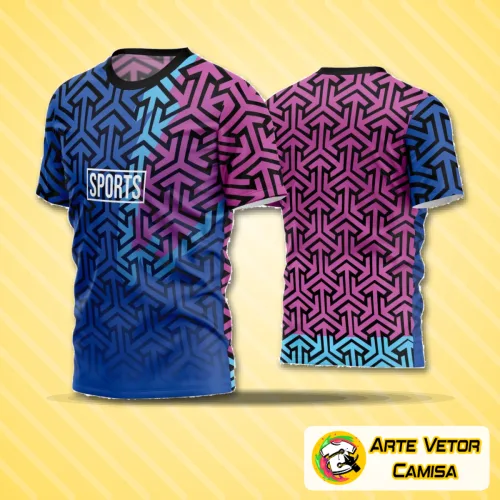 Camisa de futebol amador com logo no peito e estampa grande nas costas em estilo vibrante e moderno, ideal para times que buscam identidade visual marcante e personalizada em campo.