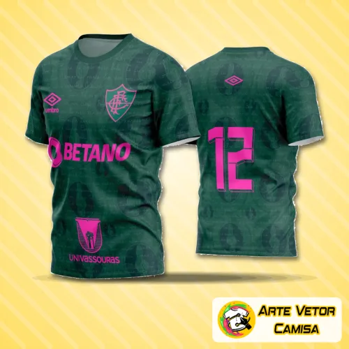Camisa de time de futebol amador com logo no peito e estampa grande nas costas, design moderno e cores vibrantes, perfeita para quem busca identidade visual exclusiva para equipes esportivas.