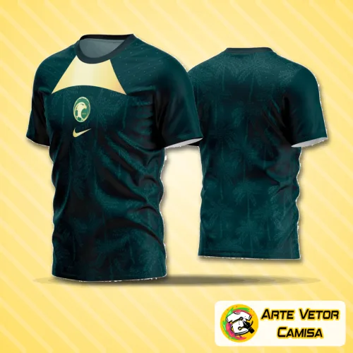 Camisa de futebol amador com logo no peito e estampa grande nas costas em destaque, mostrando um design moderno e vibrante com cores contrastantes que valorizam a identidade do time.