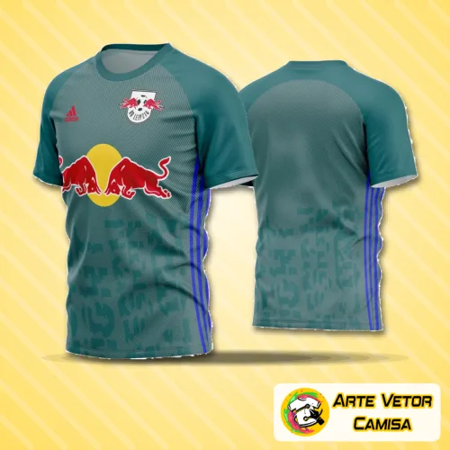 Camisa de futebol amador com logo no peito e estampa grande nas costas, mostrando estilo e identidade para o time em campo com detalhes modernos e cores vivas que destacam o uniforme