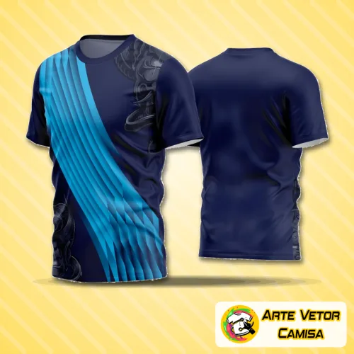 Camisa de futebol amador com logo no peito e estampa grande nas costas, exibindo design moderno e vibrante, ideal para times que buscam estilo e identidade própria em campo.