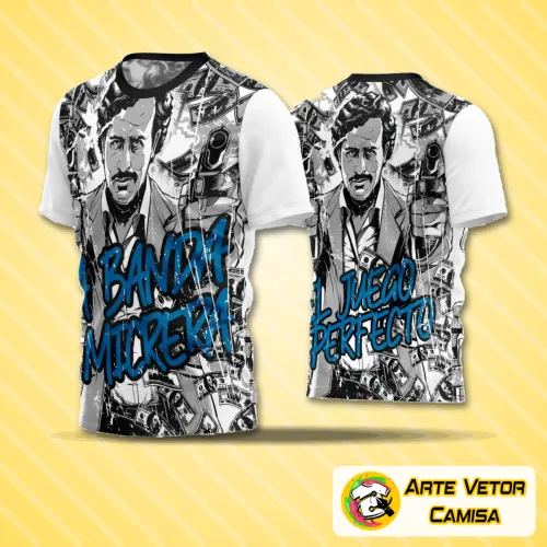 Camiseta esportiva com logo no peito e estampa grande nas costas, perfeita para times de futebol amador com design moderno e visual impactante.