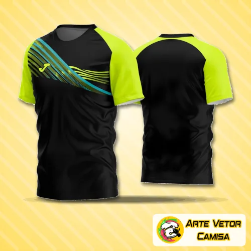 Camiseta final de time de futebol amador com logo no peito e estampa grande nas costas, em design moderno e cores vibrantes, ideal para uniformes que destacam a equipe em campo.