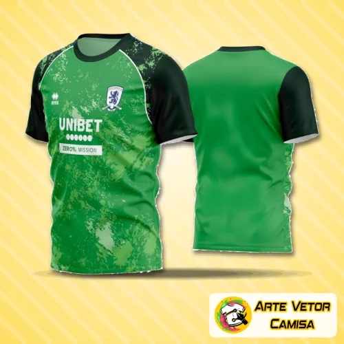 Camisa de futebol amador com logo no peito e estampa grande nas costas em destaque, mostrando design moderno e cores vibrantes, ideal para times que buscam estilo e identidade visual marcante.