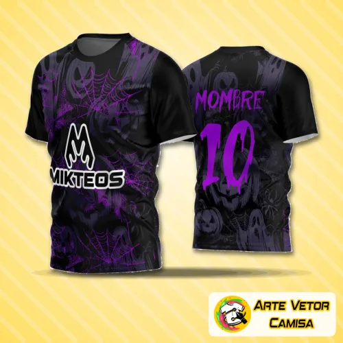 Camisa de time amador com logo no peito e estampa grande nas costas, na cor predominante azul, com detalhes modernos em branco e vermelho, ideal para partidas e torcidas locais.